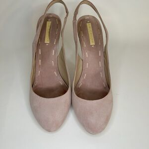 La Fenice Womens Slingback Heels Soft Pink Suede‎ Italian Leather Size 10
